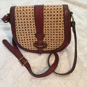 Fossil vintage reissue cane & leather saddle bag